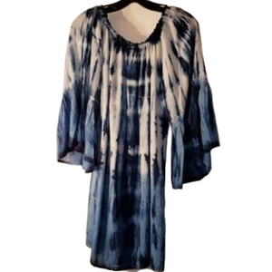 Ace Fashion Blue & White Tie Dye Dress